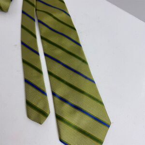 Paul Frederick Men's Green Striped Silk Designer Tie​